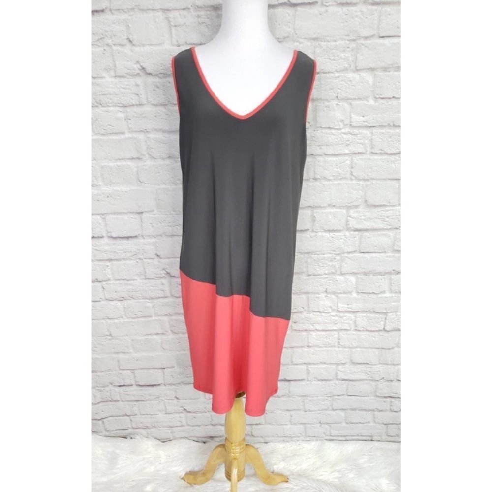 Clara Sun woo v neck shift dress grey coral small